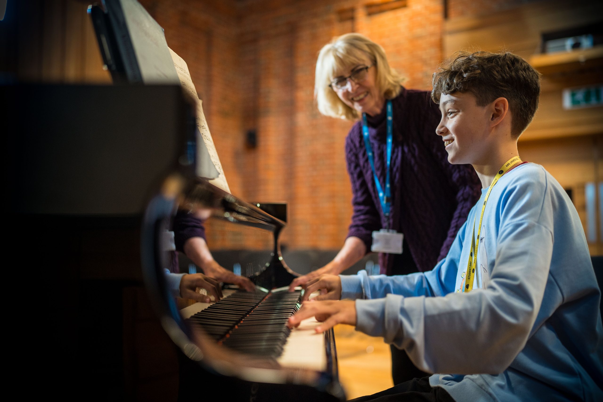 Student playing the piano